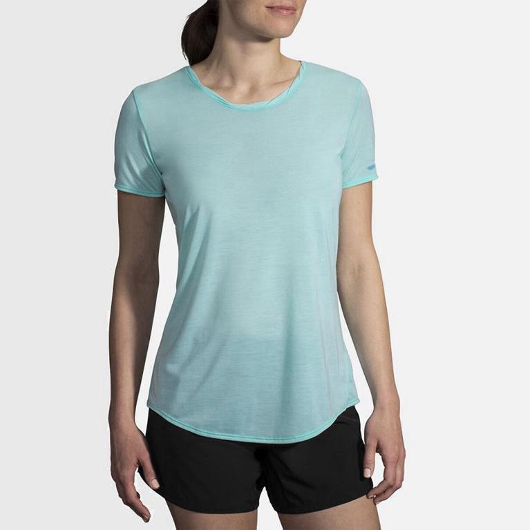 Brooks Distance Womens Short Sleeve Running Shirt - Blue - Philippines (572894UZO)